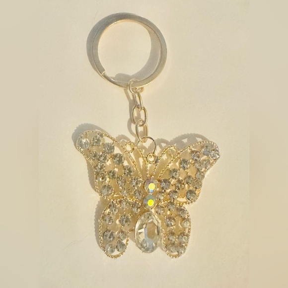 Handbags - Butterfly Bagcharm/Keychain with Crystals Gold Tone